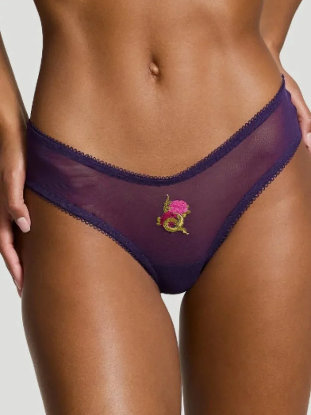 Victoria's Secret Open Back Panty Medium Women Sheer Cheeky snake floral VS
